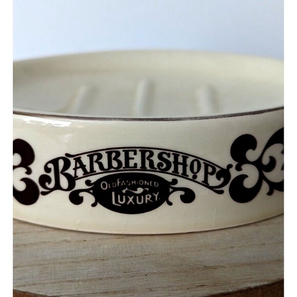 Vintage Franklin Toiletry Co Old Fashioned Luxury Barbershop Ceramic Soap Dish - Picture 3 of 8